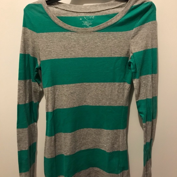 Green & Grey Stripped Long-Sleeve - Picture 1 of 3